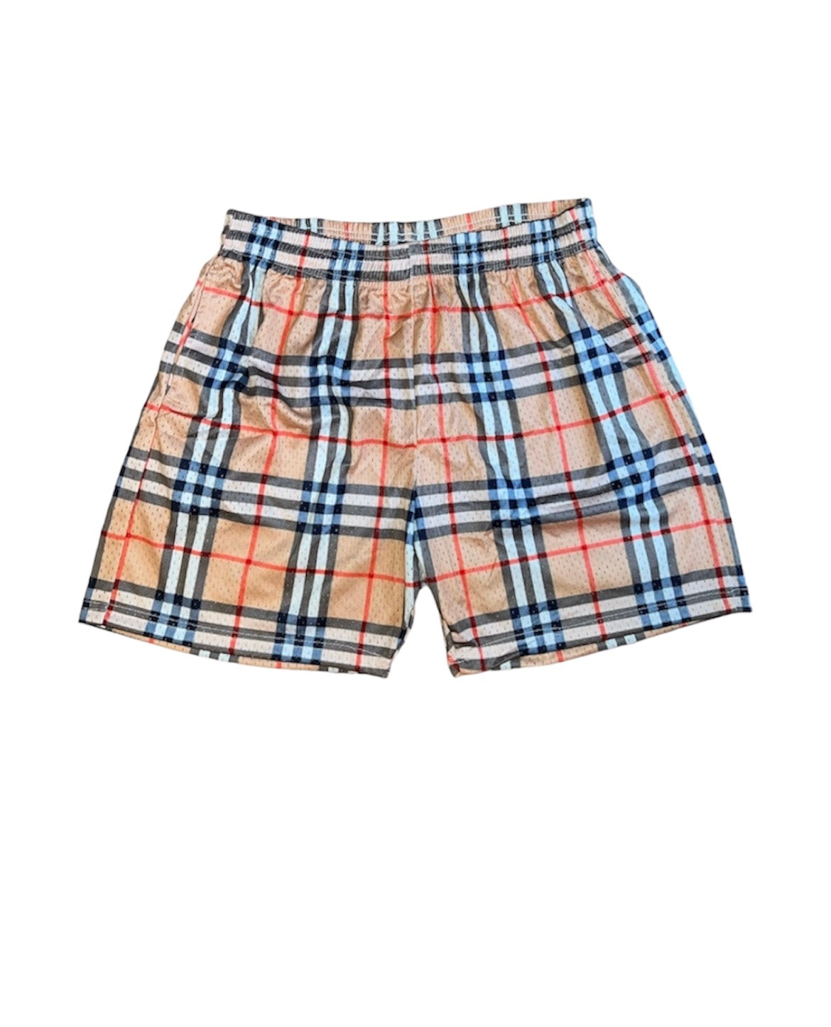 PLAID BURB MESH SHORTS