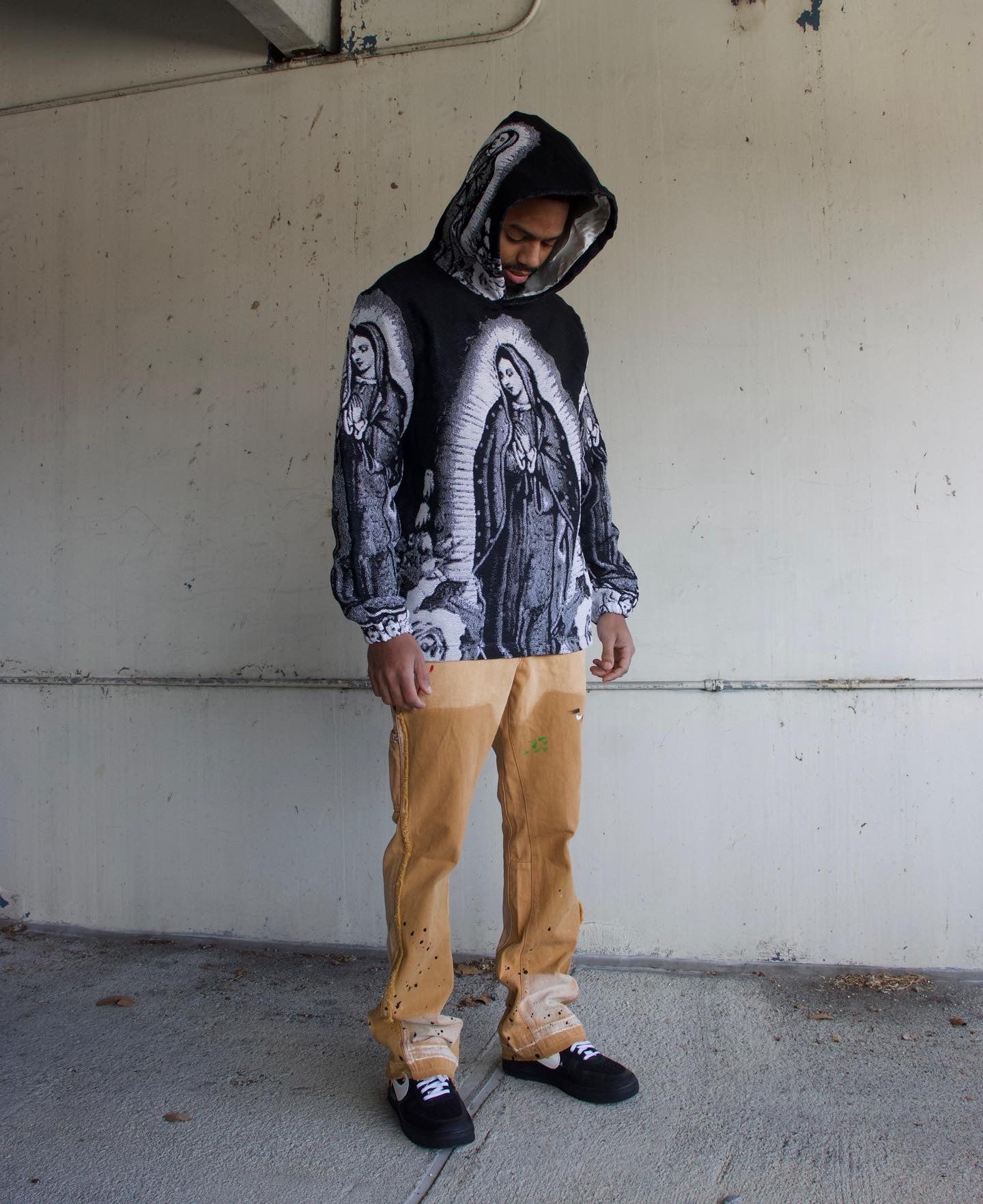 MARY B&W WOVEN HOODIE