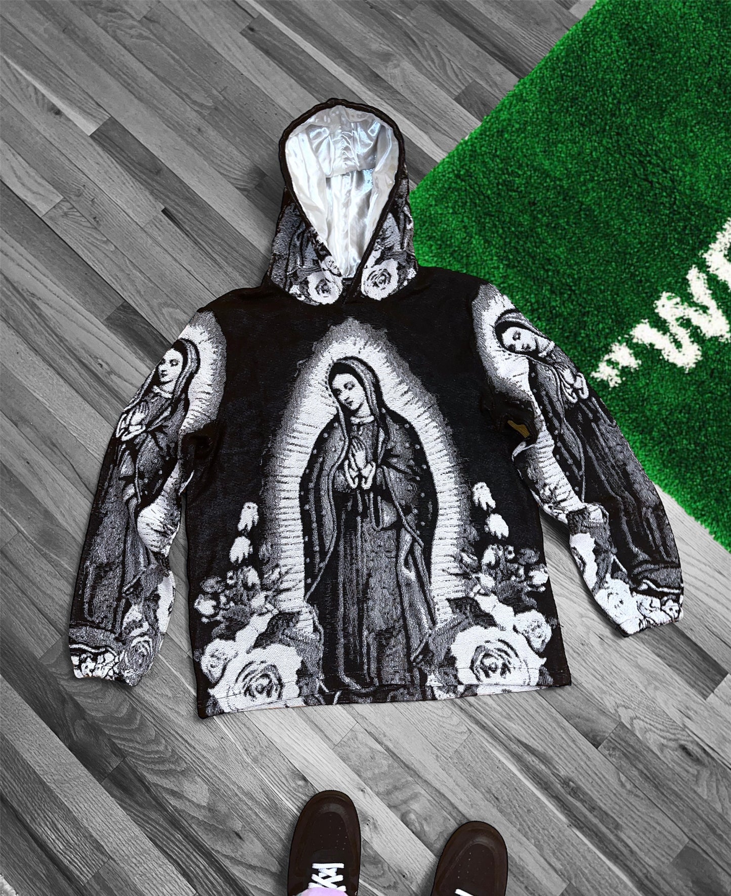 MARY B&W WOVEN HOODIE