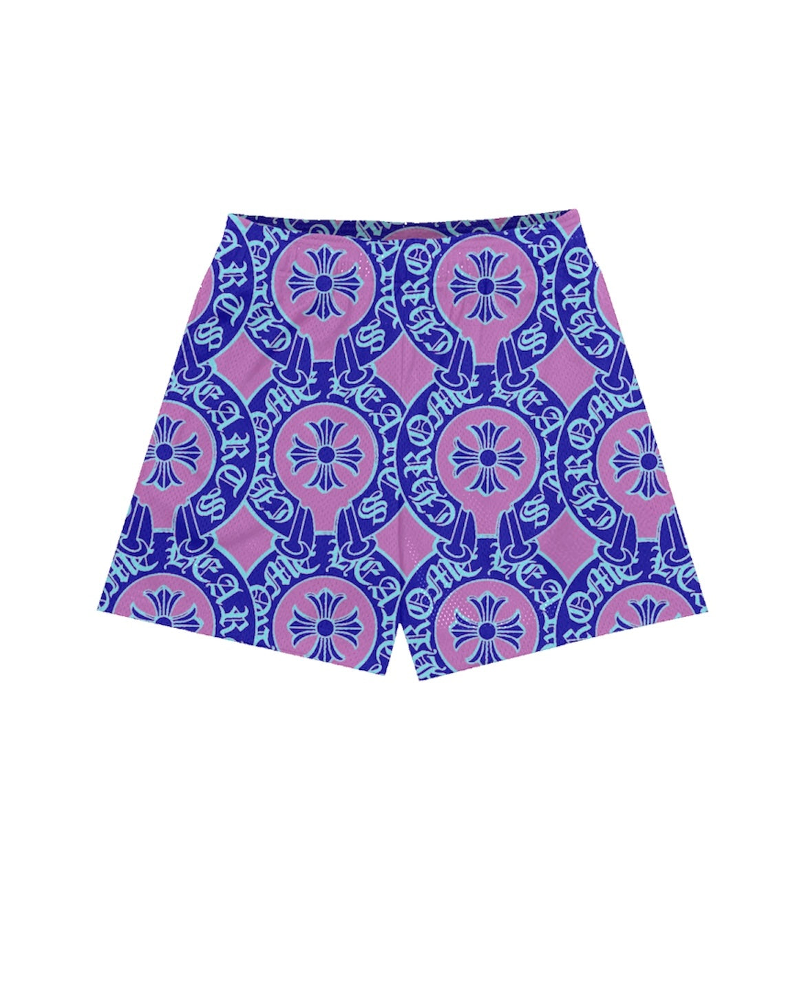 PURPLE MONOGRAM MESH SHORTS