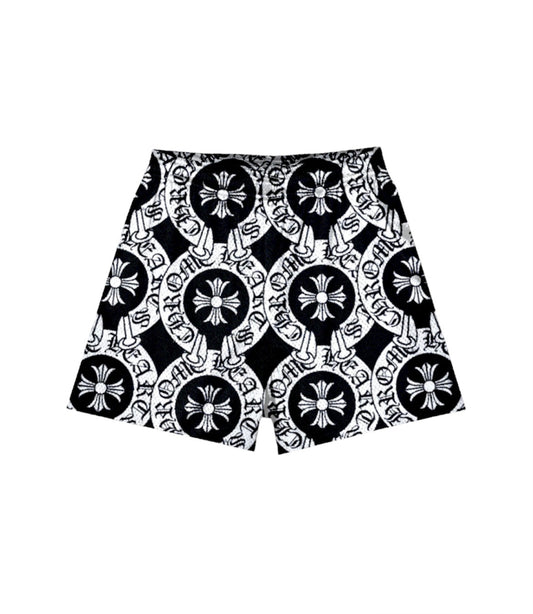 CHROME MONOGRAM MESH SHORTS