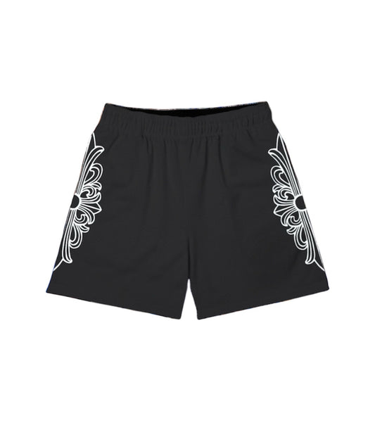 BLACK CHROME MESH SHORTS