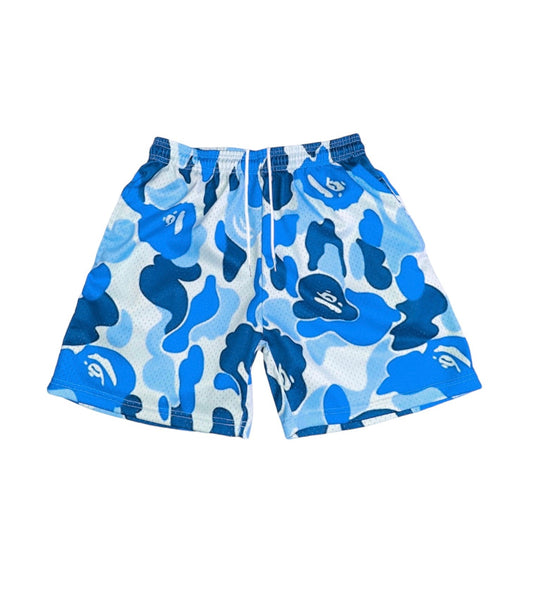 BLUE CAMO MESH SHORTS