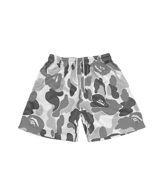 GREY CAMO MESH SHORTS