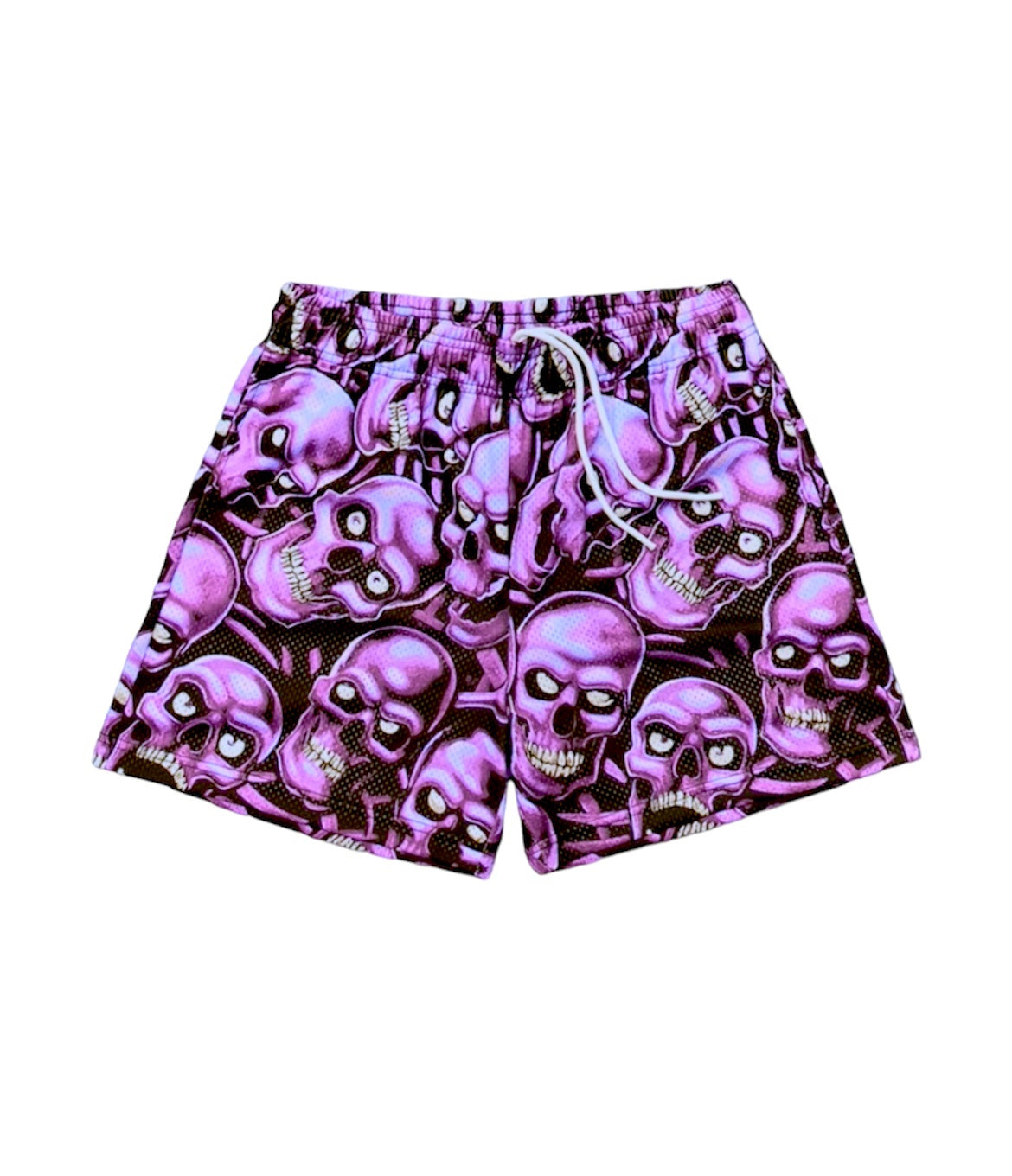 PURPLE SKULL MESH SHORTS