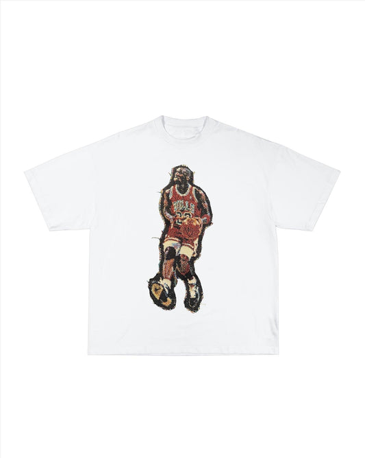 WHITE MJ PATCHED TEE